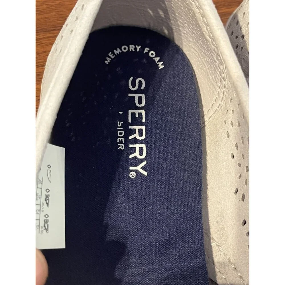 Sperry Leather Slip On Sneaker 10 Seaside Coastal Nautical Preppy Resort Beach